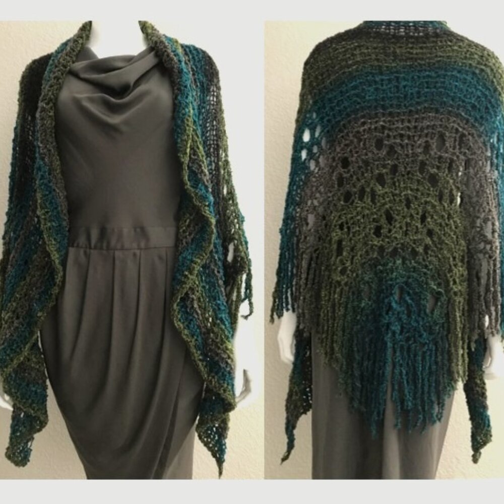 NEW Handmade Ruffle Lace Boucle Shawl - Picture 2 of 8